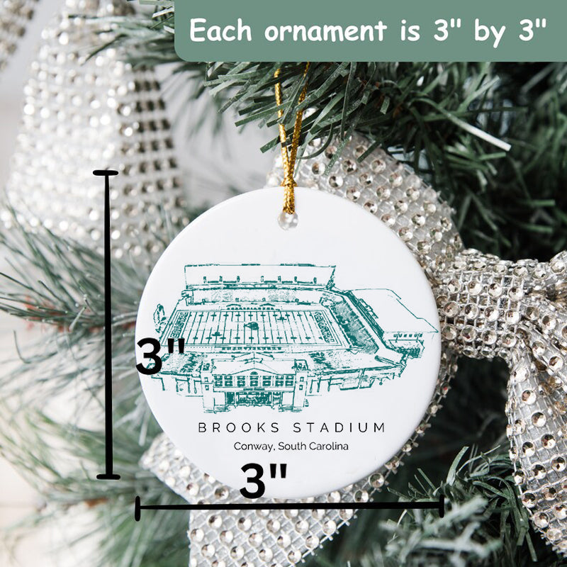 Brooks Stadium College Football Ceramic Christmas Ornament