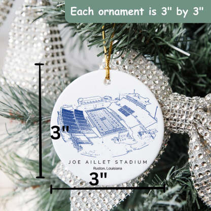 Joe Aillet Stadium College Football Ceramic Christmas Ornament