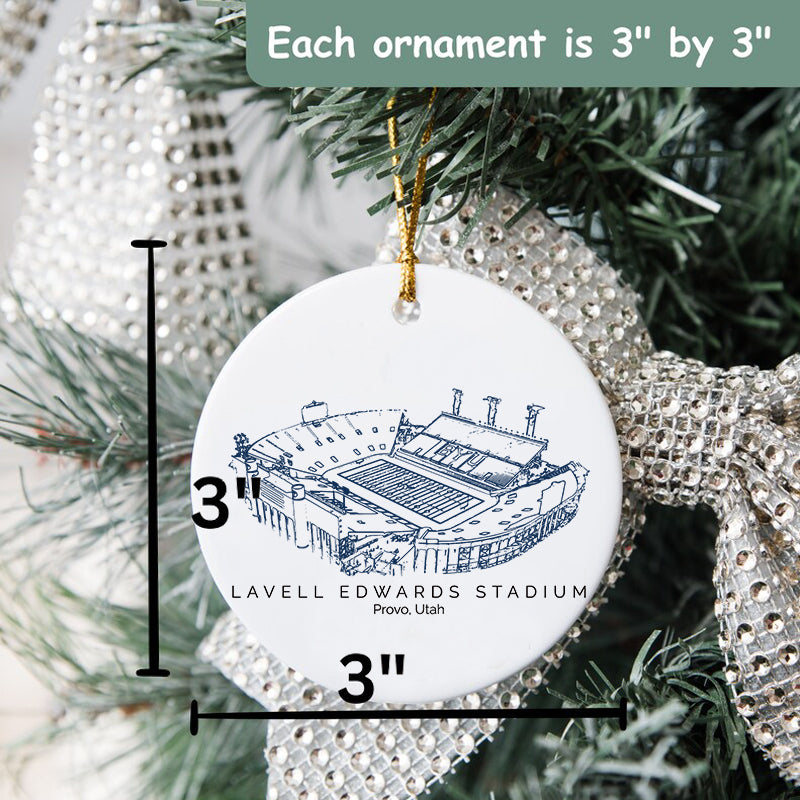 LaVell Edwards Stadium College Football Ceramic Christmas Ornament