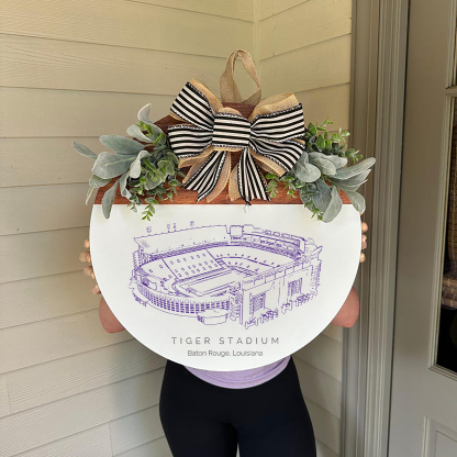 Tiger Stadium Front Door Decor, Football Family Sports Signage, Fall Door Decor