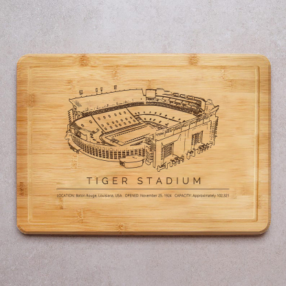 Tiger Stadium Laser Engraved Chopping Board.