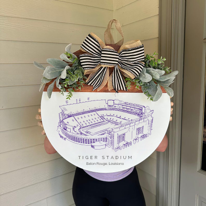 Tiger Stadium Front Door Decor, Football Family Sports Signage, Fall Door Decor