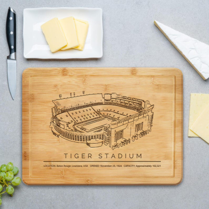 Tiger Stadium Laser Engraved Chopping Board.