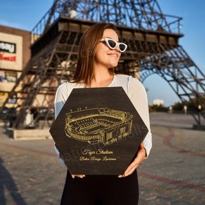 Custom Stadium Whiskey Set (Wooden Box + Decanter + 4 Glasses + 4 Coasters), Bourbon Whiskey, Christmas Gift