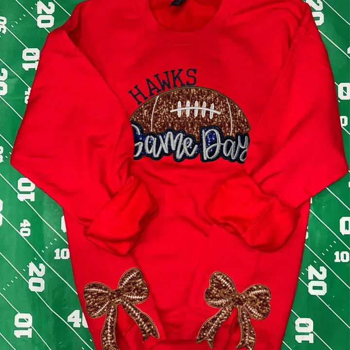 Personalized Football Sweatshirt With Side Bows Football Mom Game Day Sweatshirt