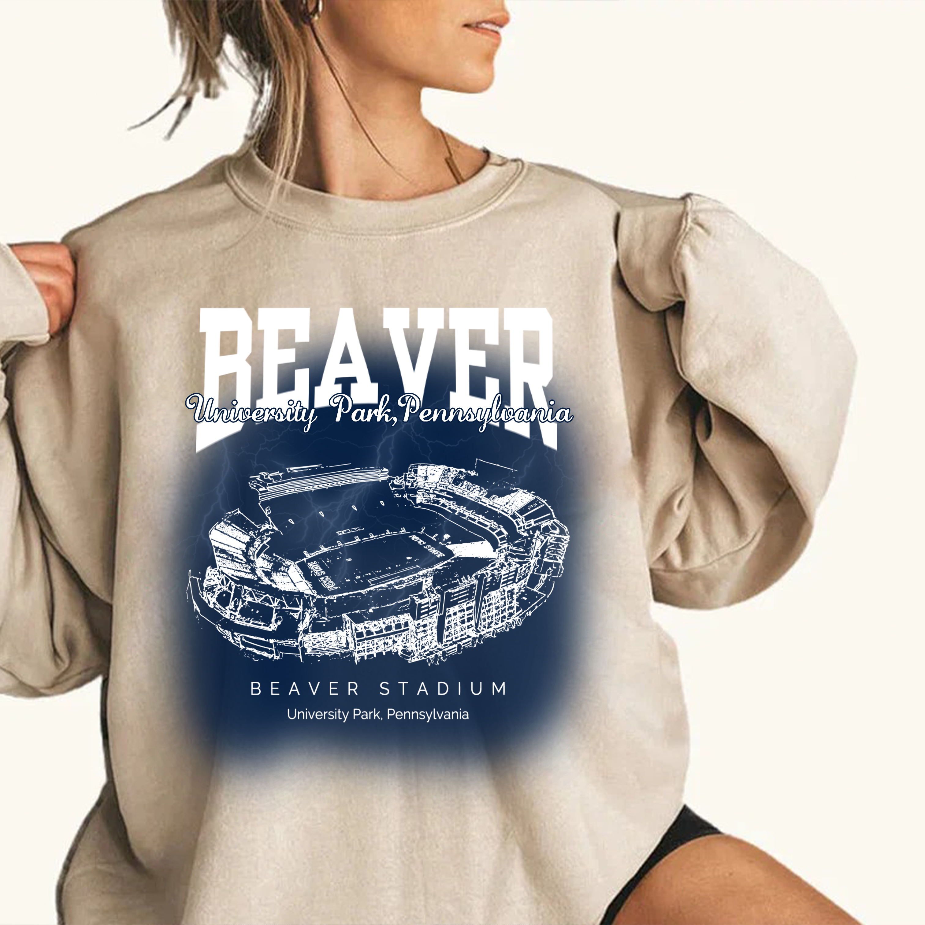 Retro Beaver Stadium - Penn State Nittany Lions football Printing Unisex Crewneck Sweatshirt