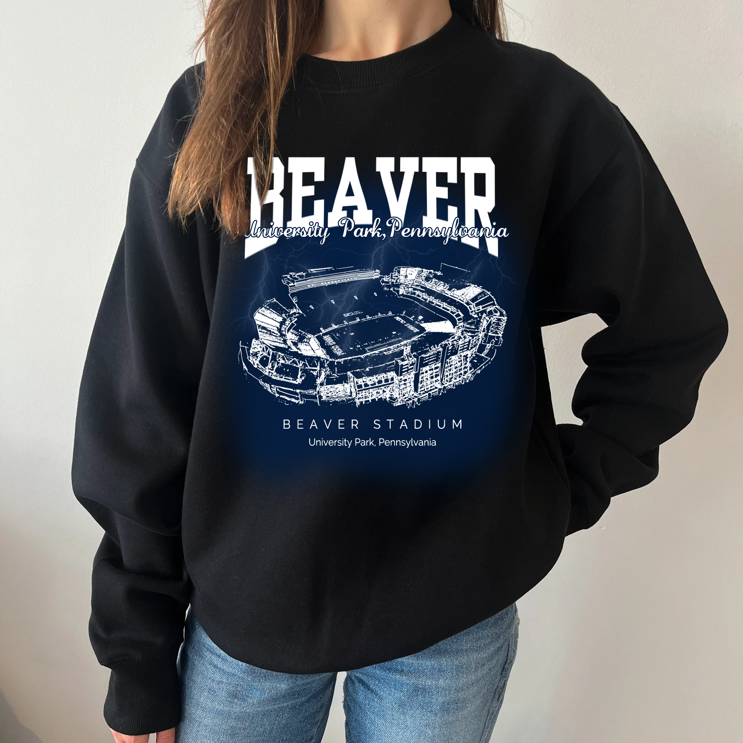 Retro Beaver Stadium - Penn State Nittany Lions football Printing Unisex Crewneck Sweatshirt