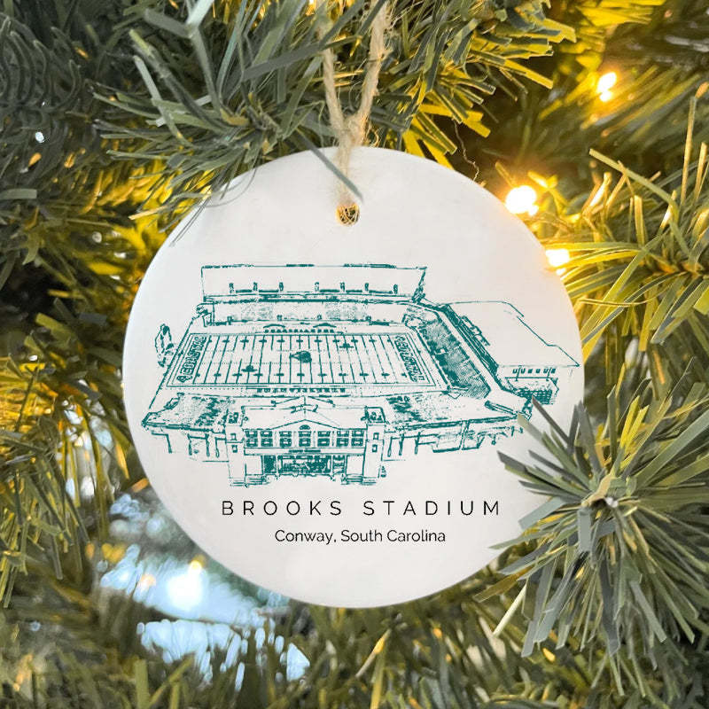 Brooks Stadium College Football Ceramic Christmas Ornament