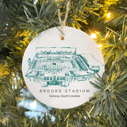 Brooks Stadium College Football Ceramic Christmas Ornament