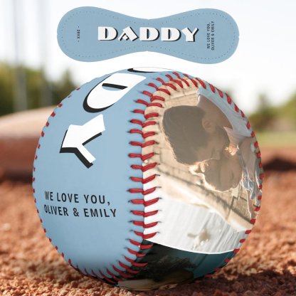 Daddy Dusty Blue Father`s Day 3 Photo Collage Baseball
