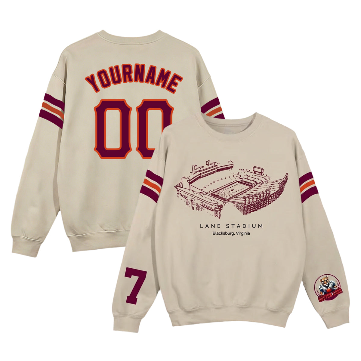 Custom Stadium Sweatshirt-Virginia Tech Hokies football-College Football Sweatshirt
