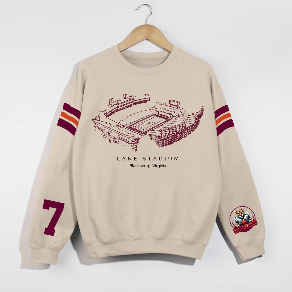 Custom Stadium Sweatshirt-Virginia Tech Hokies football-College Football Sweatshirt