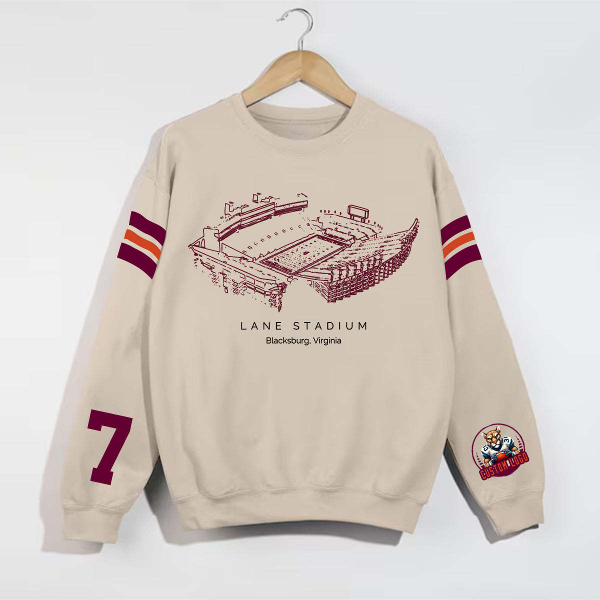 Custom Stadium Sweatshirt-Virginia Tech Hokies football-College Football Sweatshirt