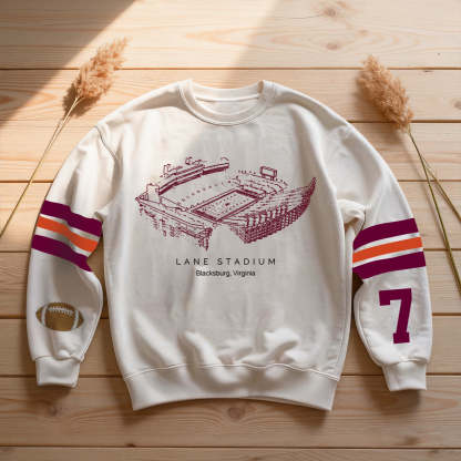 Custom Stadium Sweatshirt-Virginia Tech Hokies football-College Football Sweatshirt