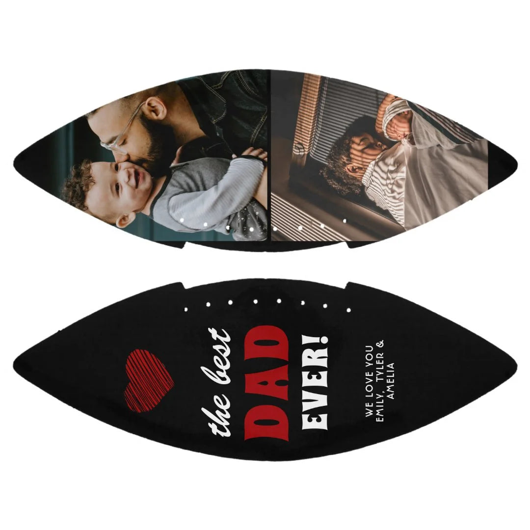Best Dad Ever Red Heart Father`s Day 2 Photo Football