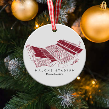 Malone Stadium College Football Ceramic Christmas Ornament