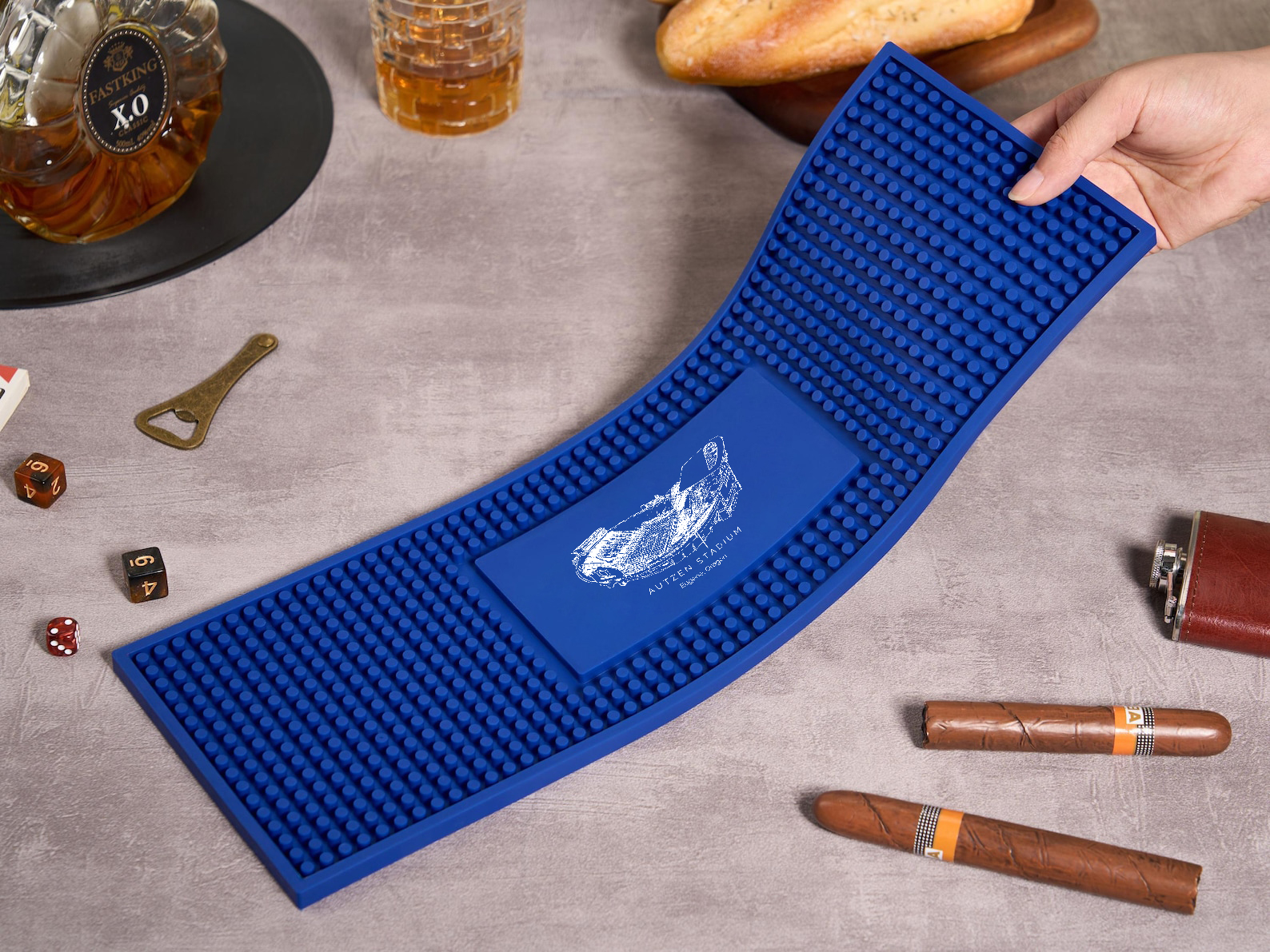 Customized Autzen Stadium Printed Simple Square Bar Mats, Bar Accessories, Coffee Bar Mats, Daddy Bar Table Runners