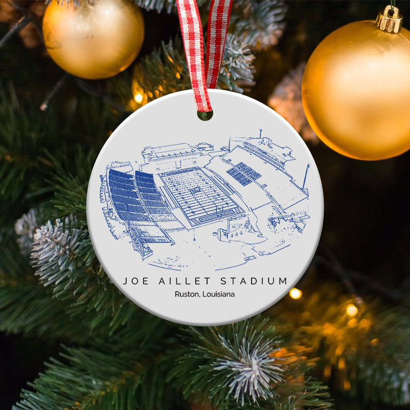 Joe Aillet Stadium College Football Ceramic Christmas Ornament