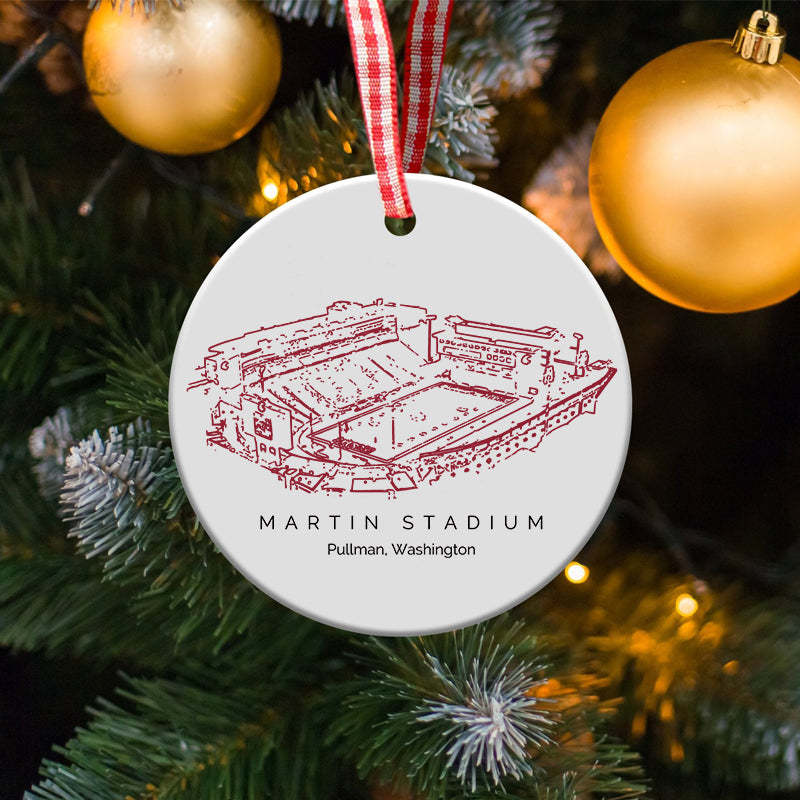 Martin Stadium College Football Ceramic Christmas Ornament