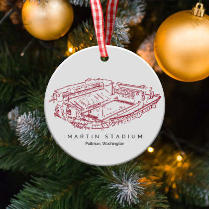 Martin Stadium College Football Ceramic Christmas Ornament