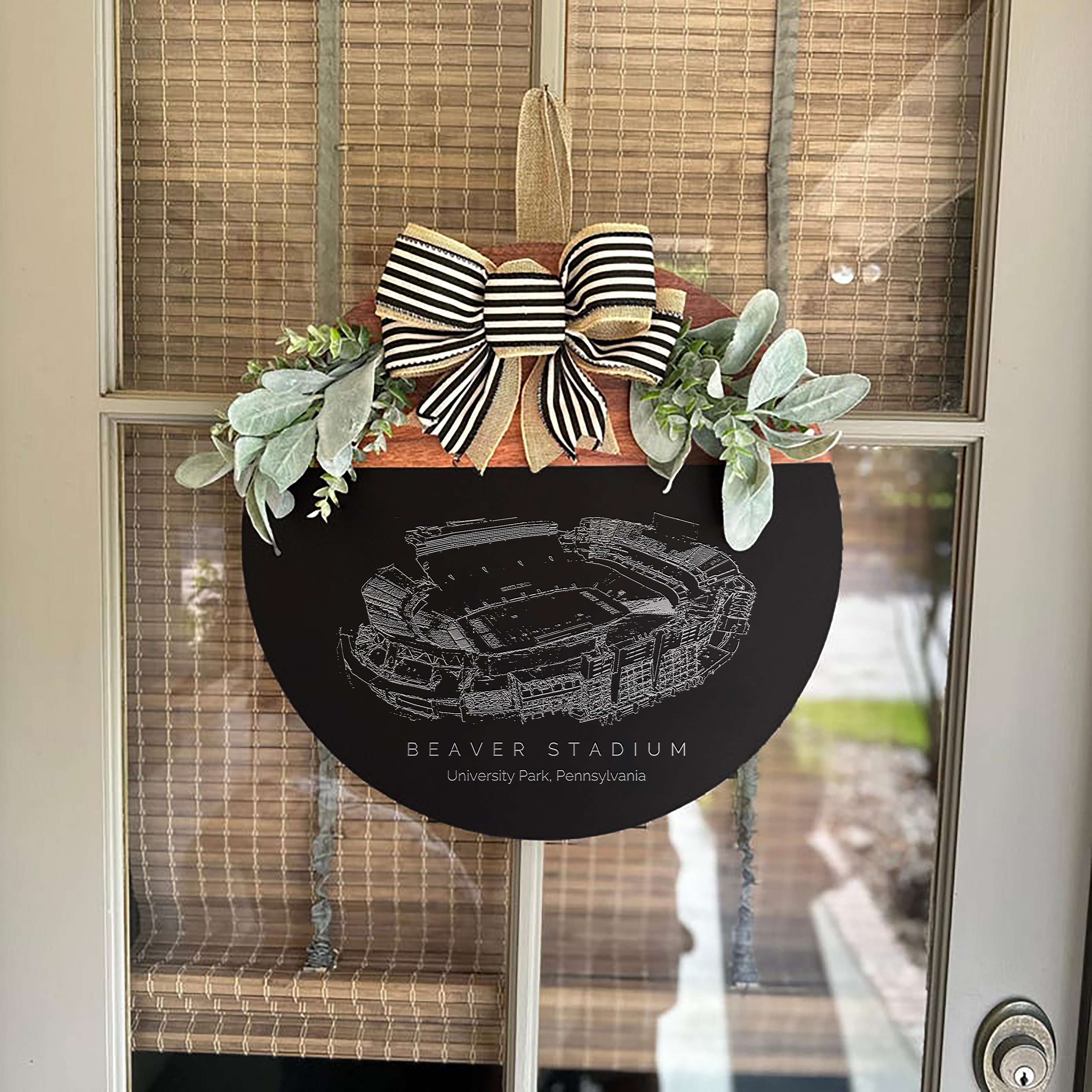 Beaver Stadium Front Door Decor, Football Family Sports Signage, Fall Door Decor