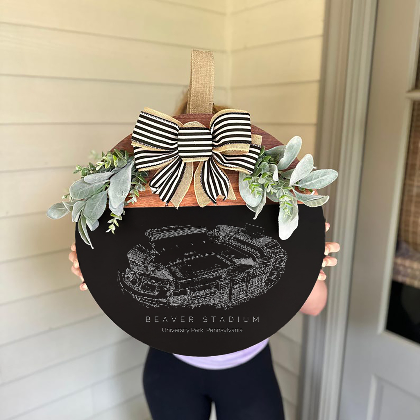 Beaver Stadium Front Door Decor, Football Family Sports Signage, Fall Door Decor