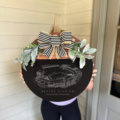 Beaver Stadium Front Door Decor, Football Family Sports Signage, Fall Door Decor