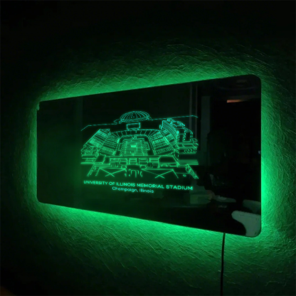 University of Illinois Memorial Stadium Mirror Light - Gifts for Sports Lovers