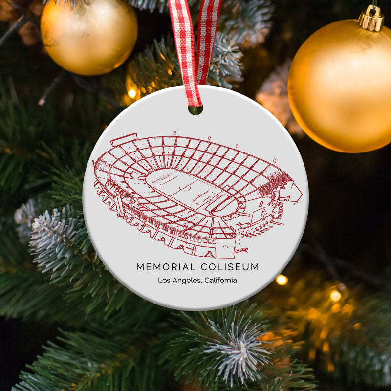 Los Angeles Memorial Coliseum College Football Ceramic Christmas Ornament