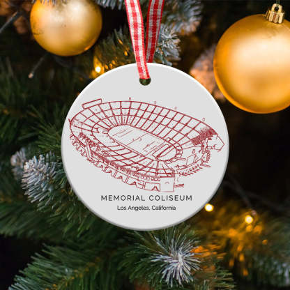 Los Angeles Memorial Coliseum College Football Ceramic Christmas Ornament