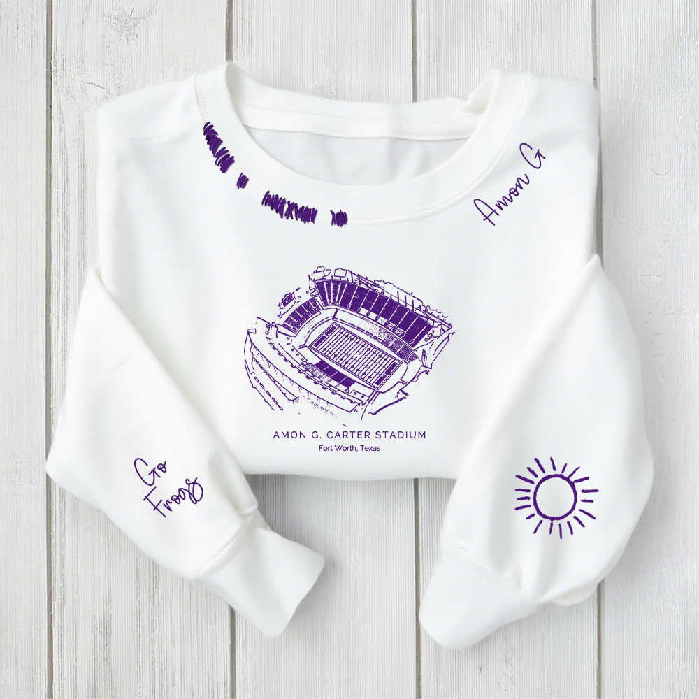 Amon G. Carter Stadium - Tcu Horned Frogs Alumni Distressed Monogram Chain Stitch Sweatshirt - Vintage Class Of 2025 Hoodie