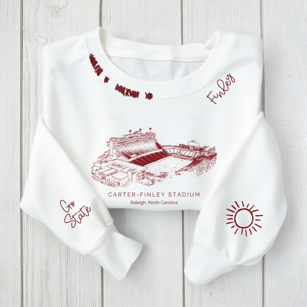 Carter-Finley Stadium-NC State Wolfpack Alumni Distressed Monogram Chain Stitch Sweatshirt-Vintage Class of 2025 Hoodie