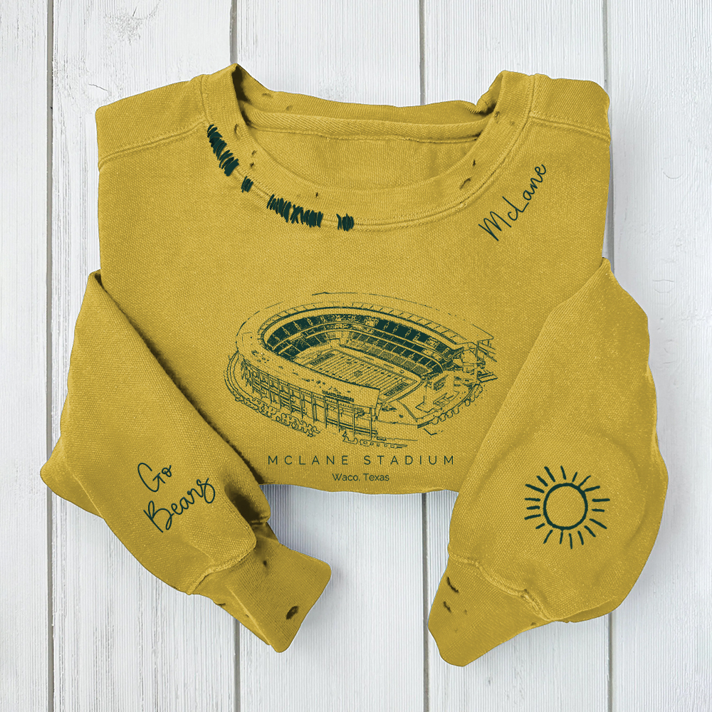 McLane Stadium-Baylor Bears Alumni Distressed Monogram Chain Stitch Sweatshirt-Vintage Class of 2025 Hoodie