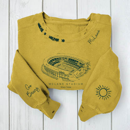 McLane Stadium-Baylor Bears Alumni Distressed Monogram Chain Stitch Sweatshirt-Vintage Class of 2025 Hoodie