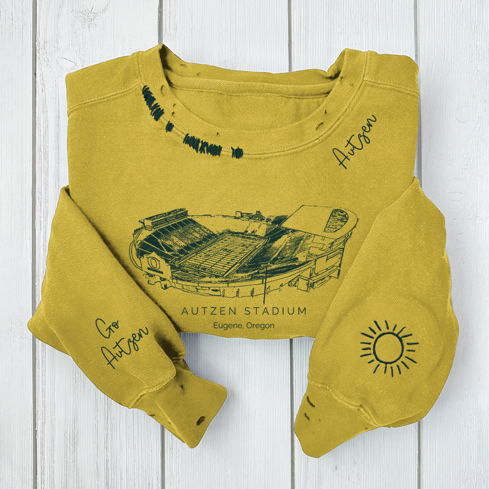 Autzen Stadium-Oregon Ducks Alumni Distressed Monogram Chain Stitch Sweatshirt-Vintage Class of 2025 Hoodie