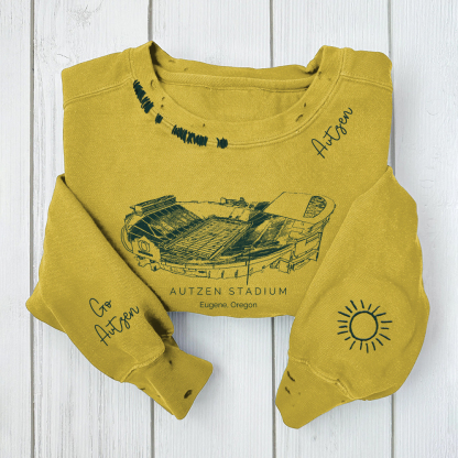 Autzen Stadium-Oregon Ducks Alumni Distressed Monogram Chain Stitch Sweatshirt-Vintage Class of 2025 Hoodie