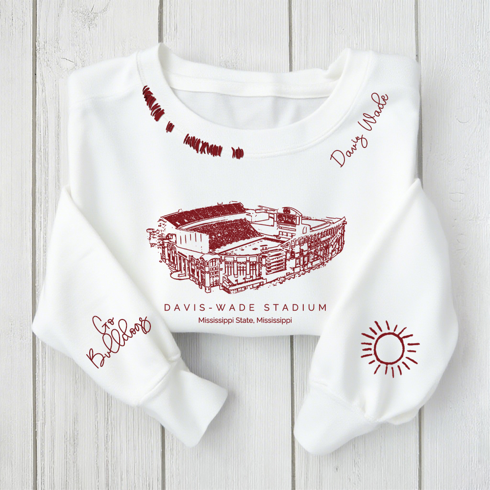Davis Wade Stadium-Mississippi State Bulldogs Alumni Distressed Monogram Chain Stitch Sweatshirt-Vintage Class of 2025 Hoodie