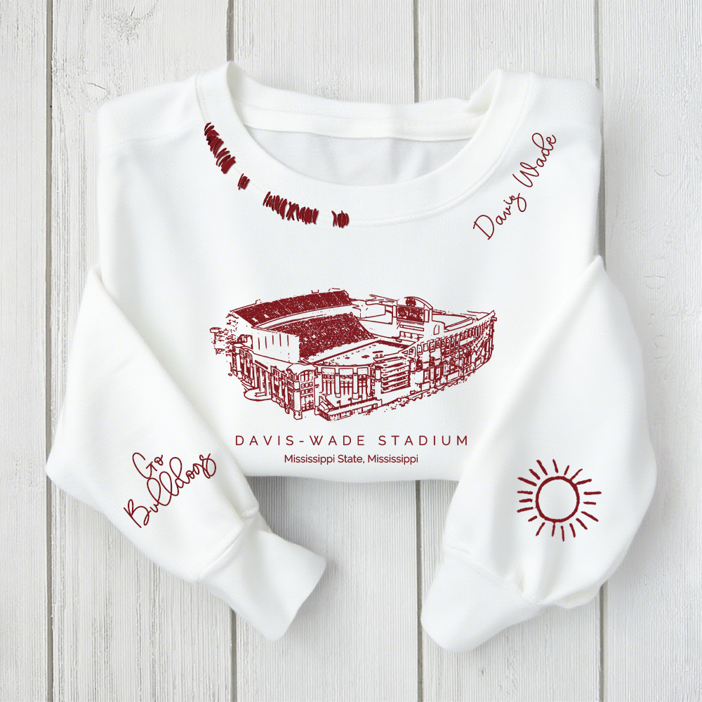 Davis Wade Stadium-Mississippi State Bulldogs Alumni Distressed Monogram Chain Stitch Sweatshirt-Vintage Class of 2025 Hoodie