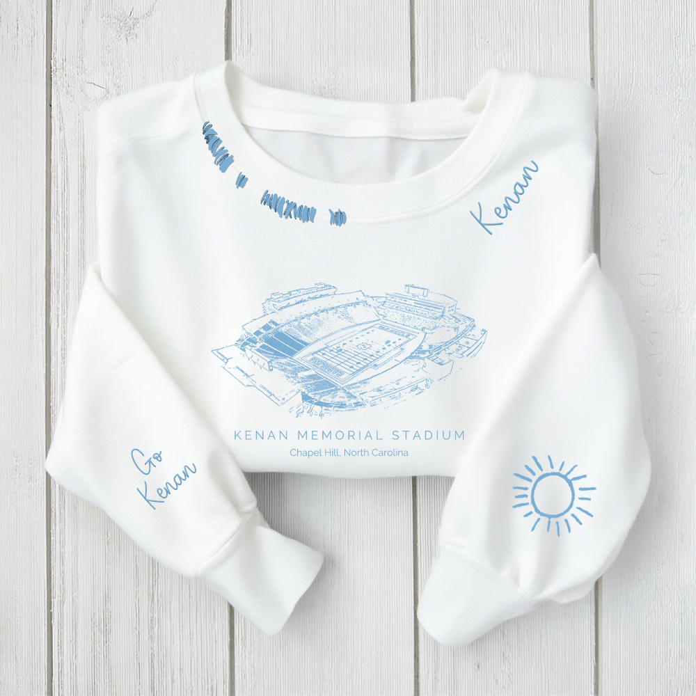 Kenan Memorial Stadium-North Carolina Tar Heels Alumni Distressed Monogram Chain Stitch Sweatshirt-Vintage Class of 2025 Hoodie