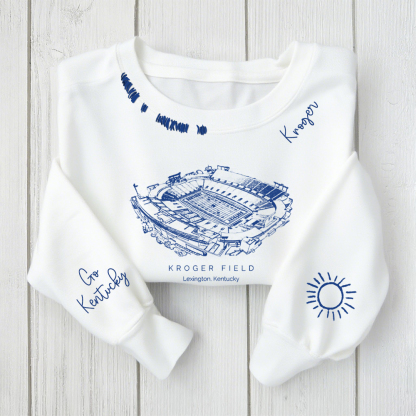 Kroger Field-Kentucky Wildcats Alumni Distressed Monogram Chain Stitch Sweatshirt-Vintage Class of 2025 Hoodie 