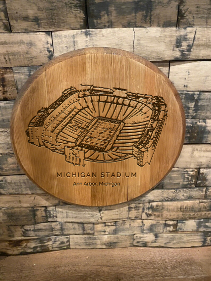 Michigan Stadium Laser-Engraved Barrel Heads