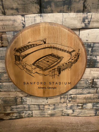 Sanford Stadium Laser-Engraved Barrel Heads