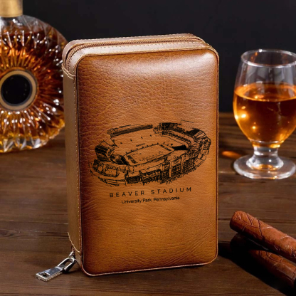 Personalized Beaver Stadium Portable Cigar Humidor Case, The Perfect Christmas Gift For Men's Cigar Lovers.