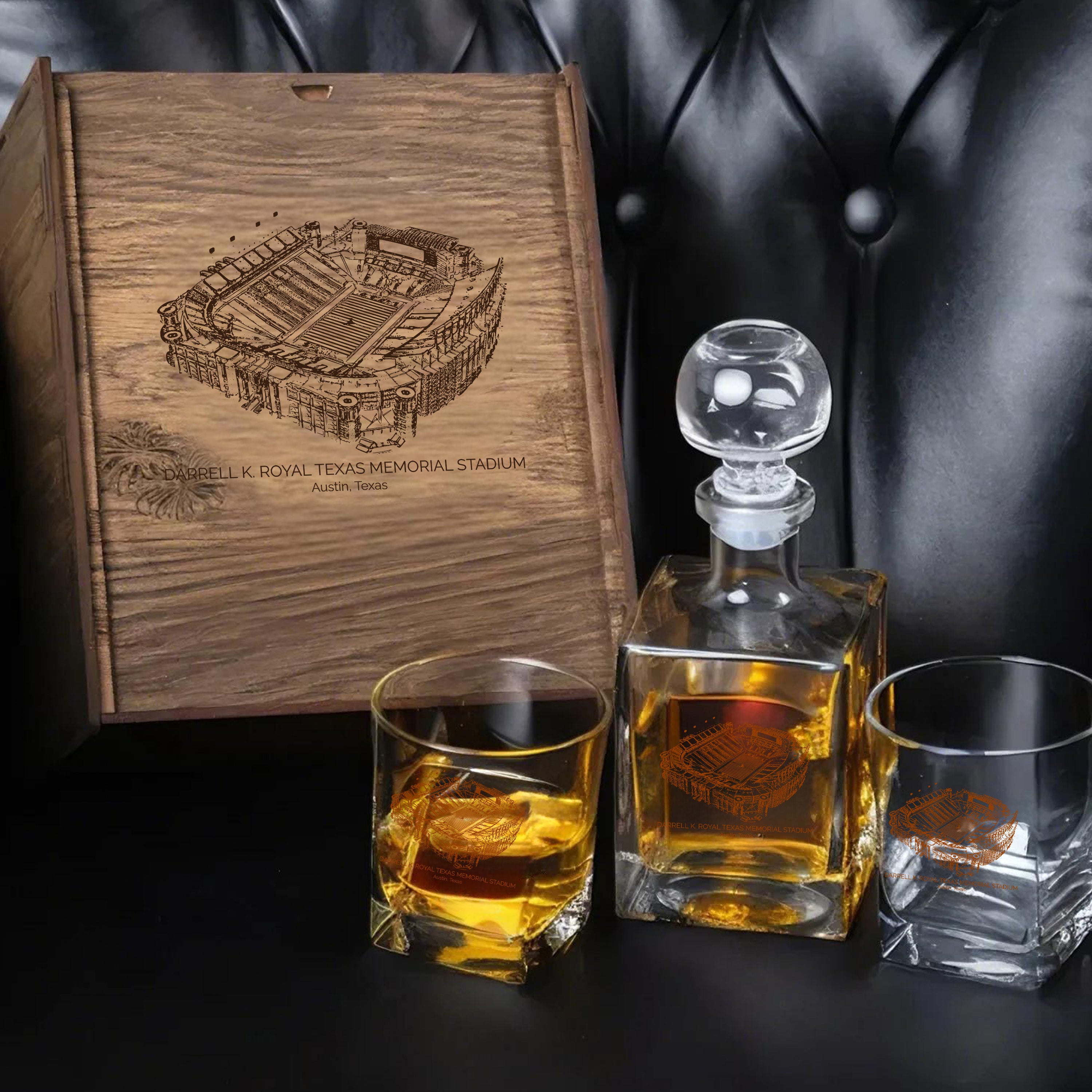 Darrell K Royal–Texas Memorial Stadium - Texas Longhorns Whiskey Cup Set Series