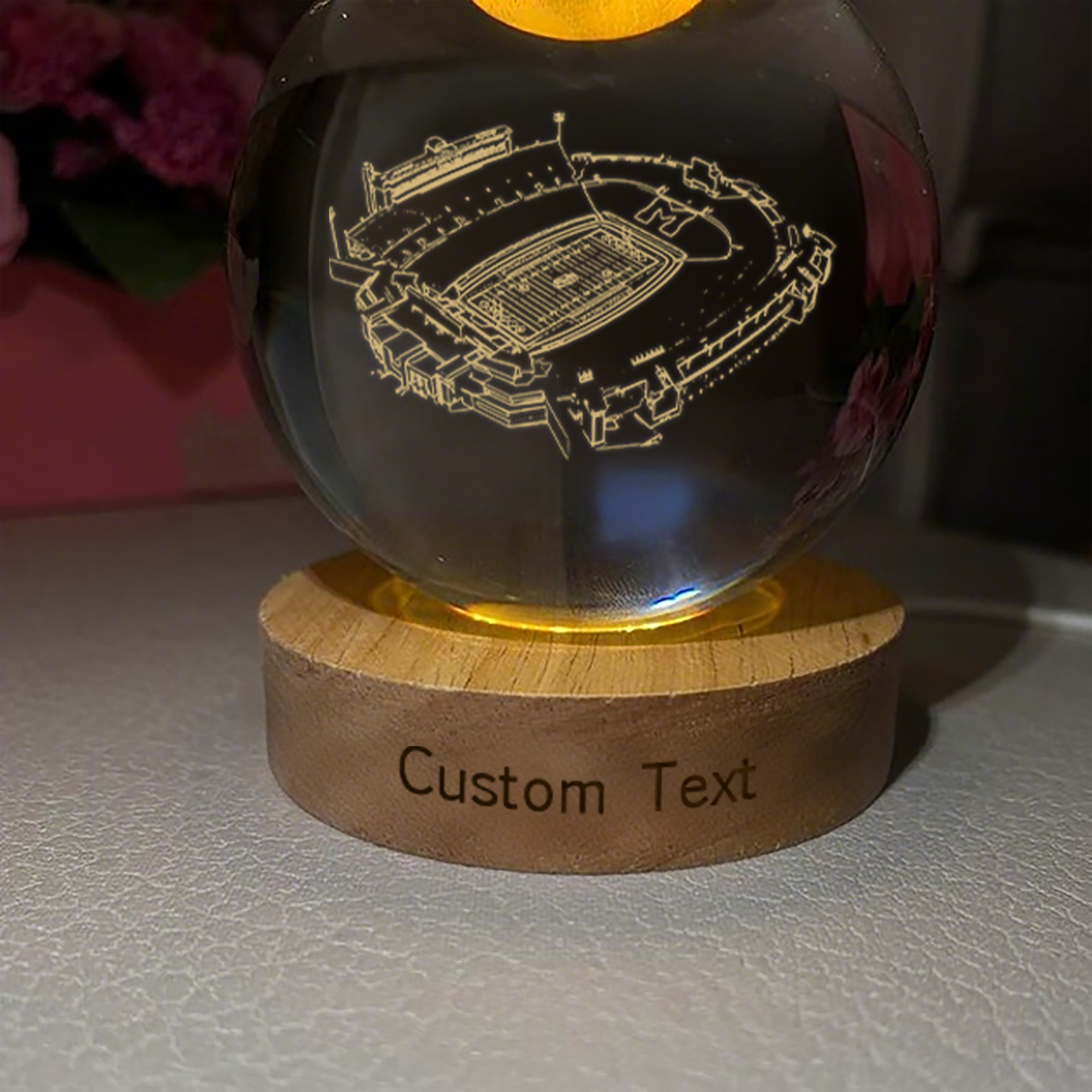 Faurot Field at Memorial Stadium 3D Spherical Crystal Lamp