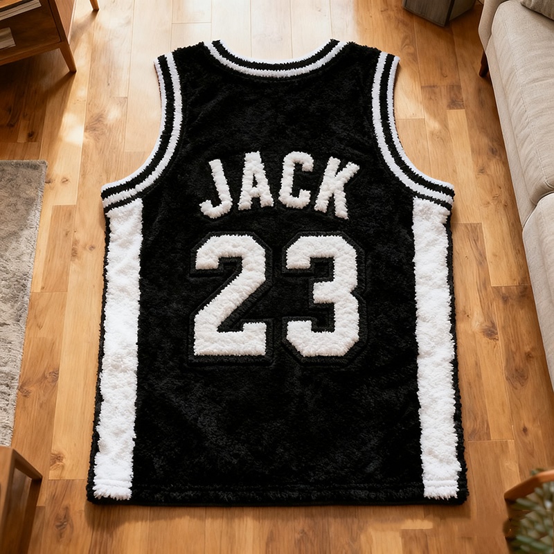 Personalized Basketball Jersey Rug With Custom Name And Number For Fans And Players