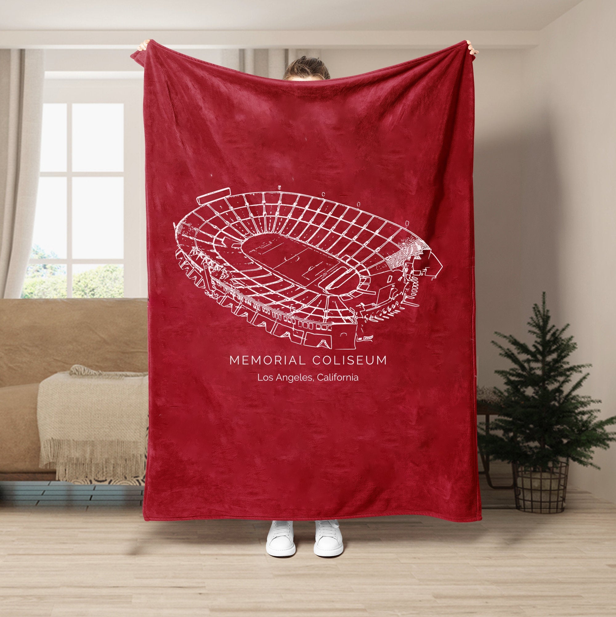 Los Angeles Memorial Coliseum Stadium - College Football Blanket