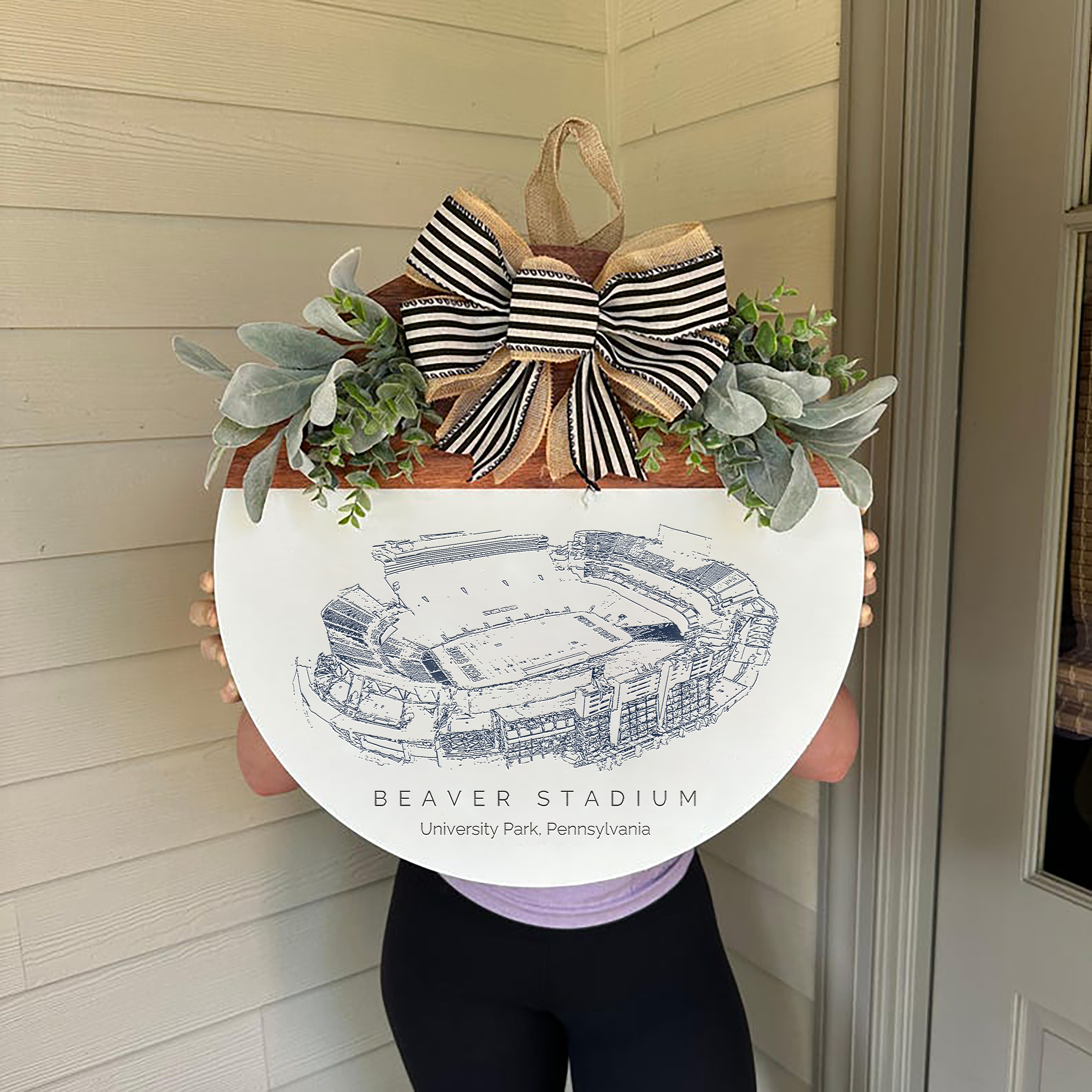 Beaver Stadium Front Door Decor, Football Family Sports Signage, Fall Door Decor