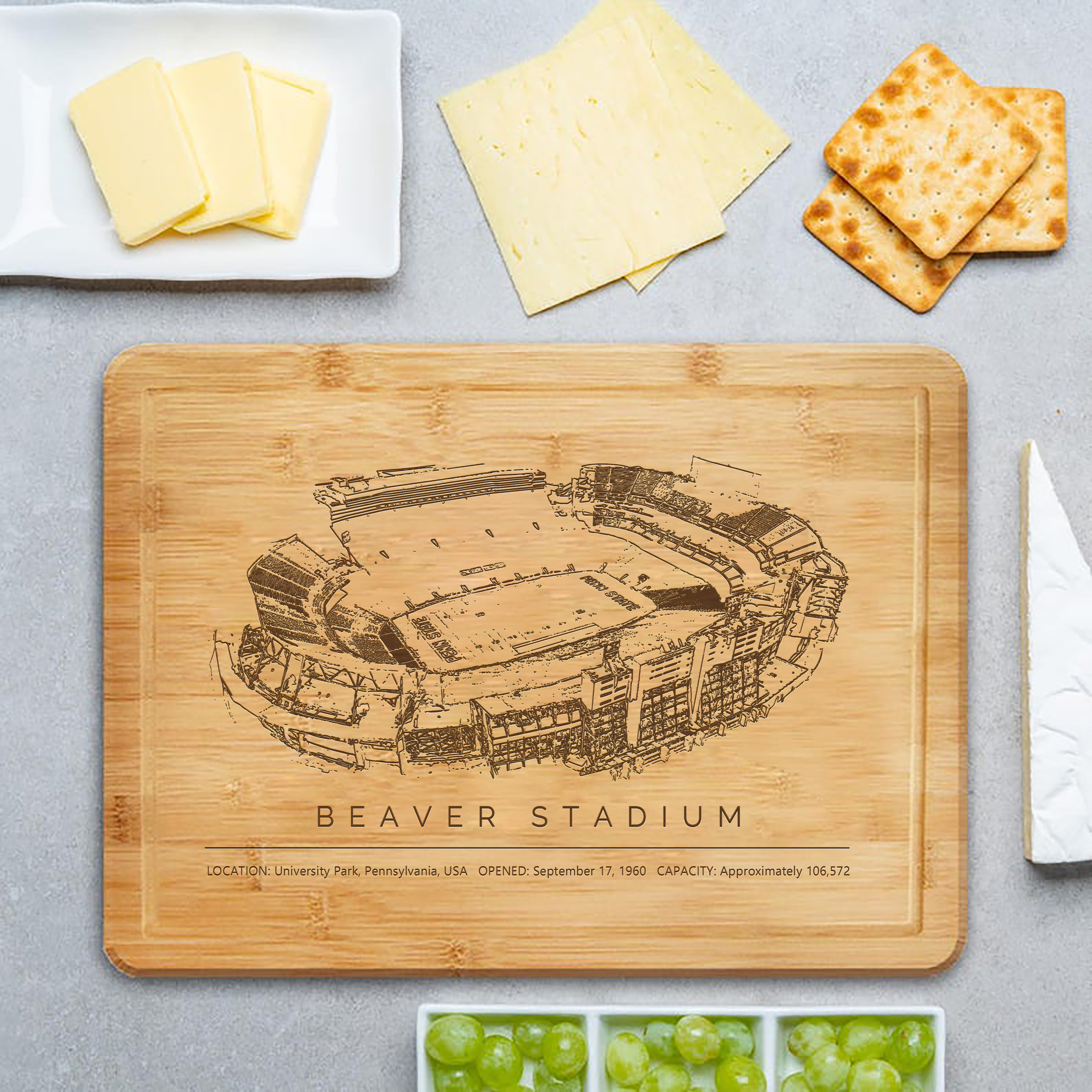 Beaver Stadium Laser Engraved Chopping Board.