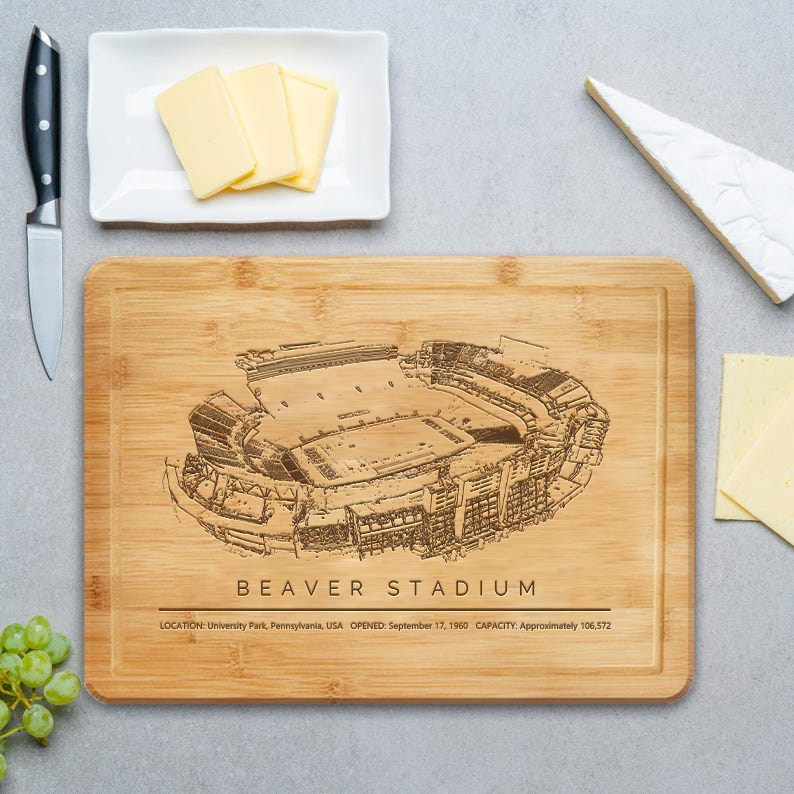 Beaver Stadium Laser Engraved Chopping Board.